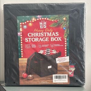 Holiday Cheer Heavy Duty Christmas Ornament Storage Box - Black and Red